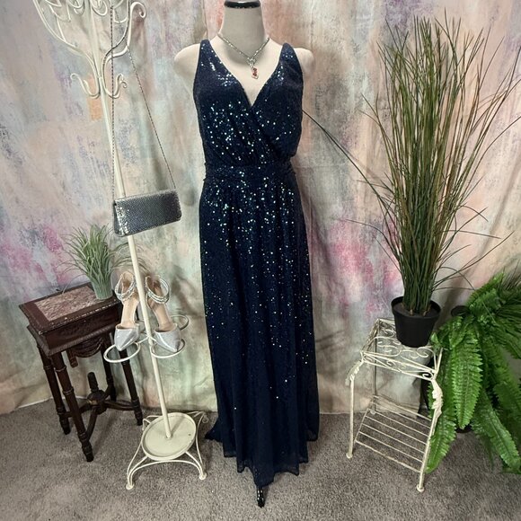 David's Bridal Dresses & Skirts - 📌David's Bridal Sequin Navy Empire Waistline Bridesmaid - Formal  - Prom Dress